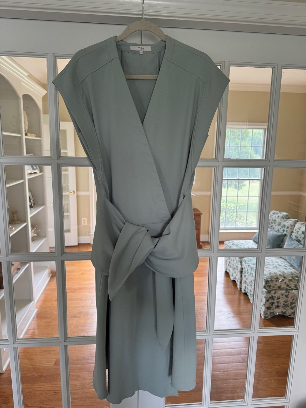 Tibi Seafoam Wrap Dress with Front Tie
